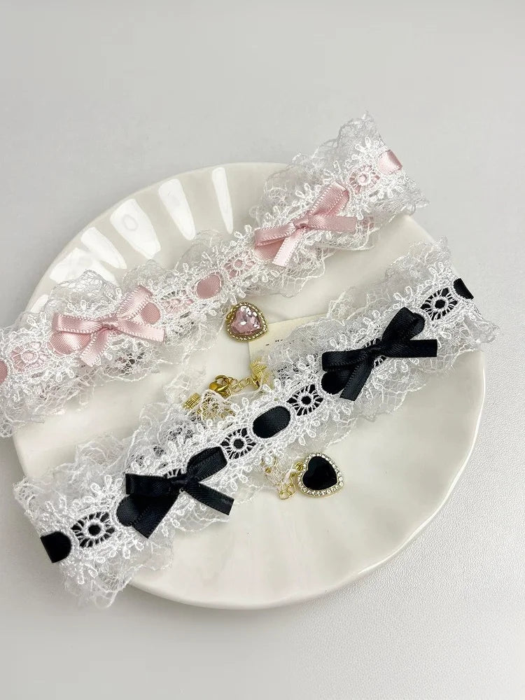 Short Lace Choker Nekclace For Women Girl Fashion Lolitas Heart Pendant Gothic Collar Necklace Gift For Party Cosplay Jewelry