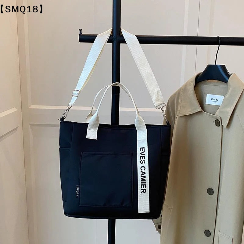 New Casual Tote Large Capacity Shoulder Bag Nylon Waterproof Canvas Handbag Simple Fashion Messenger Bags For Schoolgirl【SMQ】
