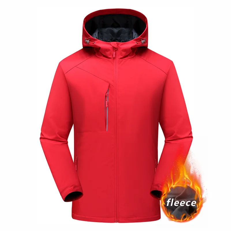 Men's Winter Inner Fleece Waterproof Jacket Custom Printing Embroidery Logo Outdoor Windbreaker Hiking Camping Thermal Coat 4xl