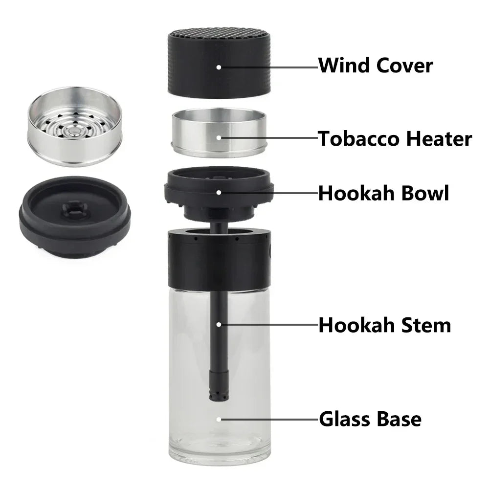 DONIRT High Quality Shisha Pipes Smoking Glass Hookah Set with Bowl Chicha Hose Portable Smoke Accessories Gifts for Car Home