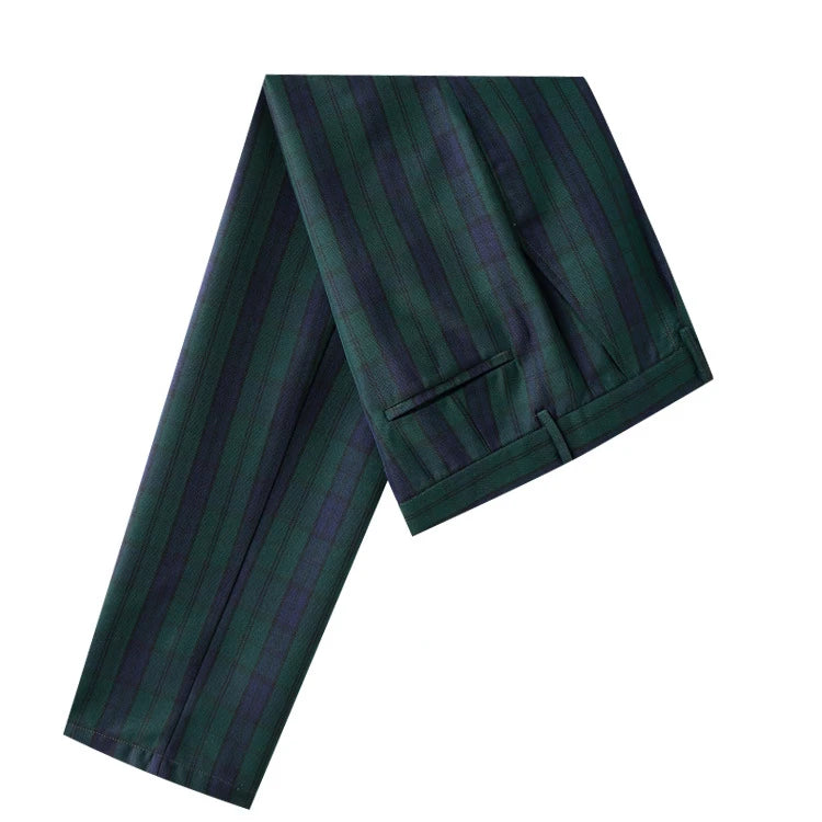 Men's Plaid Dress Pants, Slim Fit, Front Suit Pant, Chino Pants, Business Trousers, Work, School Uniform, Checkered Pant