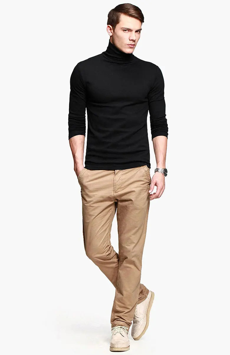 Thermal Underwear Tops Men Spring Clothes Thermal Shirt Autumn Men's Winter Tights High Neck Thin Slim Fit Long Sleeve T-shirt