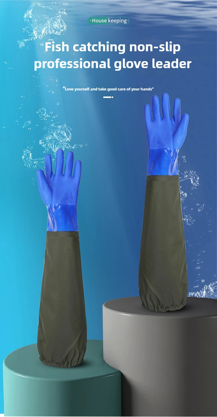 Warm fishing gloves, dishwashing, car washing, lengthened, non-slip, wear-resistant, waterproof, labor protection gloves
