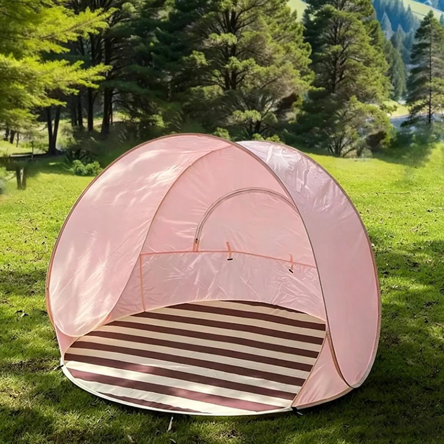 Reusable Beach Sun Shelter Tent One Click Open 3-4 People Tent Large Space Sunshade Outdoor Portable Camping Garden Beach Tent