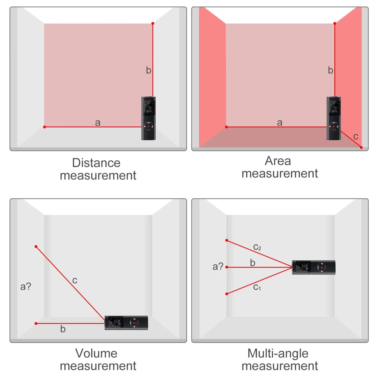 40M/60M Mini Smart Laser Distance Meter Measure Infrared Rangefinder USB Rechargeable Handheld Laser Range Finder