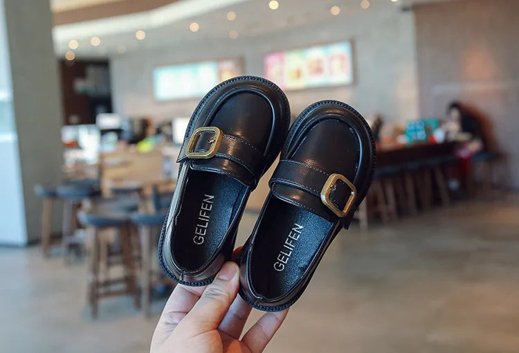British Style Retro Girls Shoes Spring Autumn Princess Leather Shoes Children Black Soft Dance Loafers for 3-12 Ages Kids Shoes