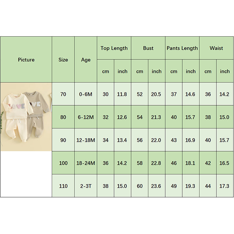 Baby Girl Clothes Newborn Infant Fall Winter Outfits Love Embroidery Long Sleeve Crewneck Sweatshirts Pants 0-24M