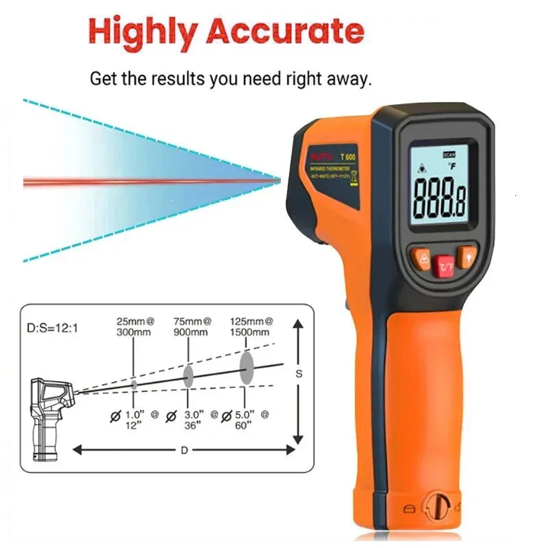 T400 T600 Digital Infrared Thermometer Laser Pyrometer Gun Non-Contact Temperature Measurement Tool -50 to 600℃