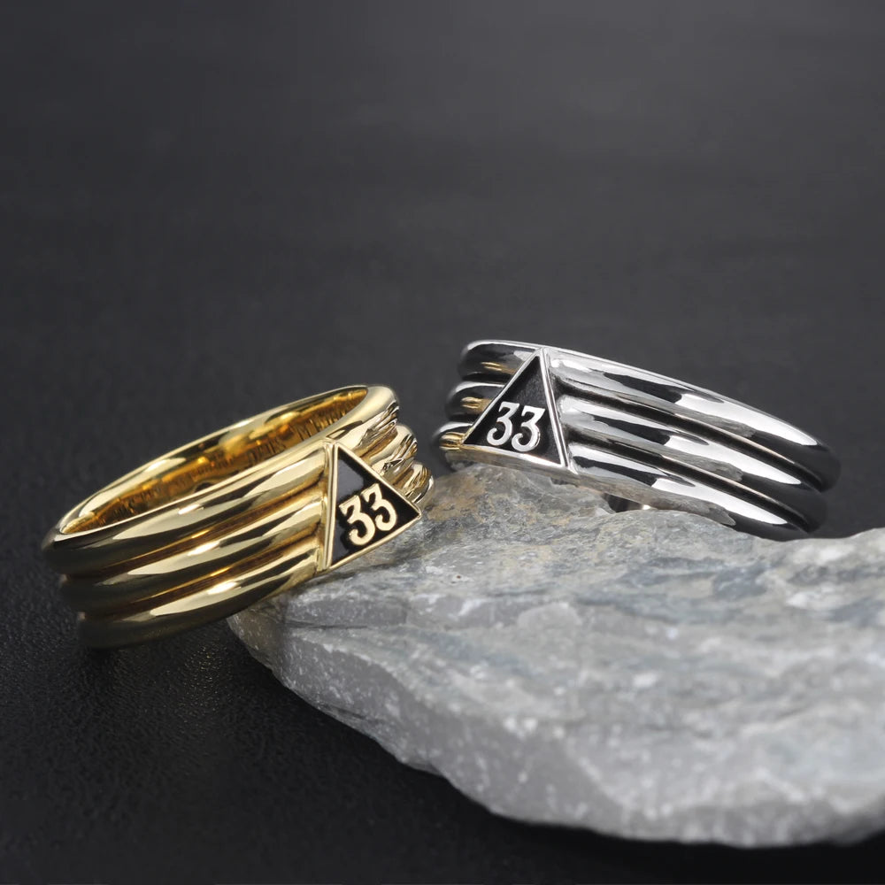 Freemason Masonic Scottish Rite 33 Degree Band Sterling Silver Ring
