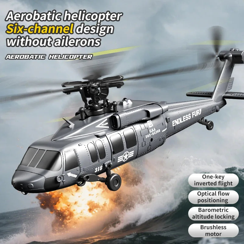 New Rc Plane 6ch Brushless Flying  Aerobatic  Helicopter Air Pressure High Optical Flow Positioning RTF Model Airplane Boy'S To
