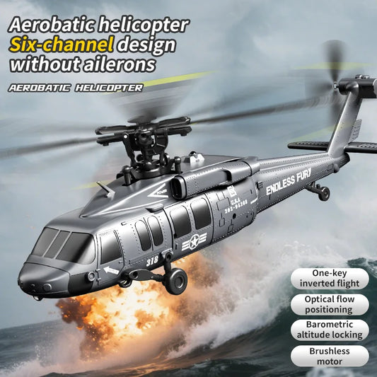 New Rc Plane 6ch Brushless Flying  Aerobatic  Helicopter Air Pressure High Optical Flow Positioning RTF Model Airplane Boy'S To