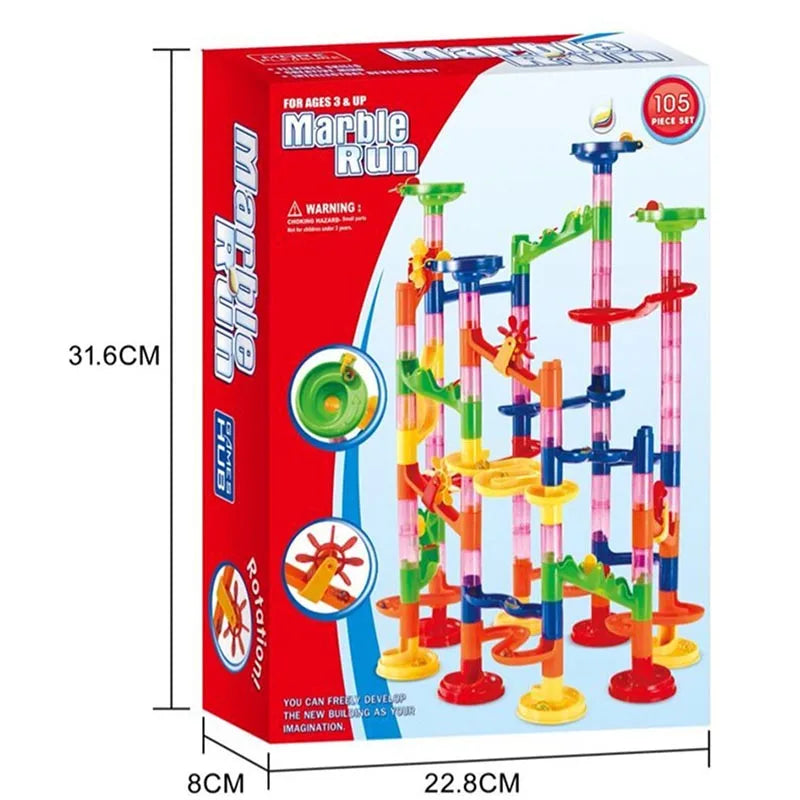 Marble Run Race Track Building Blocks Kids DIY Maze Ball Roll Toy Marble Run Race Coaster Set Marble Slide Pipes  Puzzle Toys