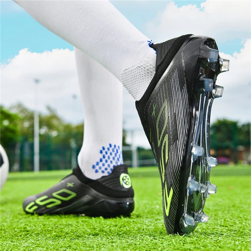 2026 Men's FG Soccer Shoes with Long Anti-Slip Studs, Ultra-Light Football Cleats for Outdoor Matches & Training Sessions