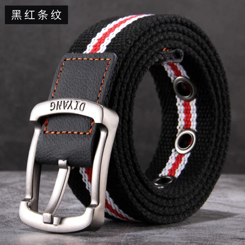 Belt, men's canvas buckle belt, casual work pants belt, young people's trend pants belt, versatile student trend fashion belt