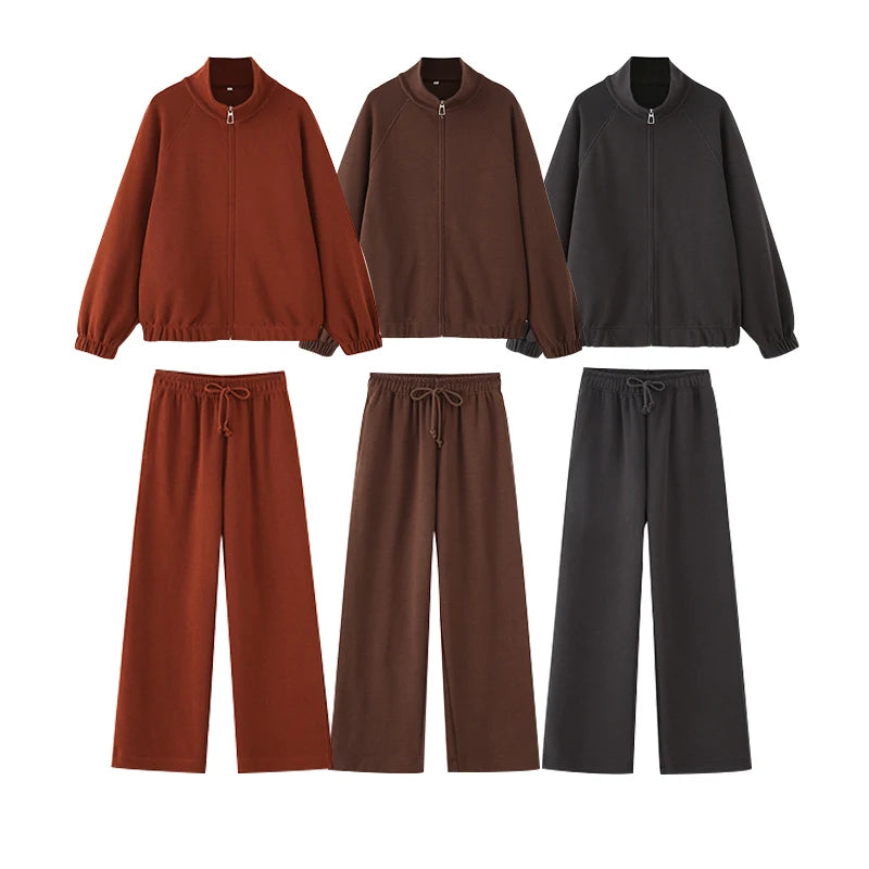 Pants Sets Autumn Women's 2025 New Fashion Loose Elegant Women's Sets Chic Casual Street Youth Elastic Waist Pants 2-piece Set