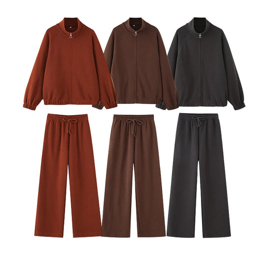 Pants Sets Autumn Women's 2025 New Fashion Loose Elegant Women's Sets Chic Casual Street Youth Elastic Waist Pants 2-piece Set