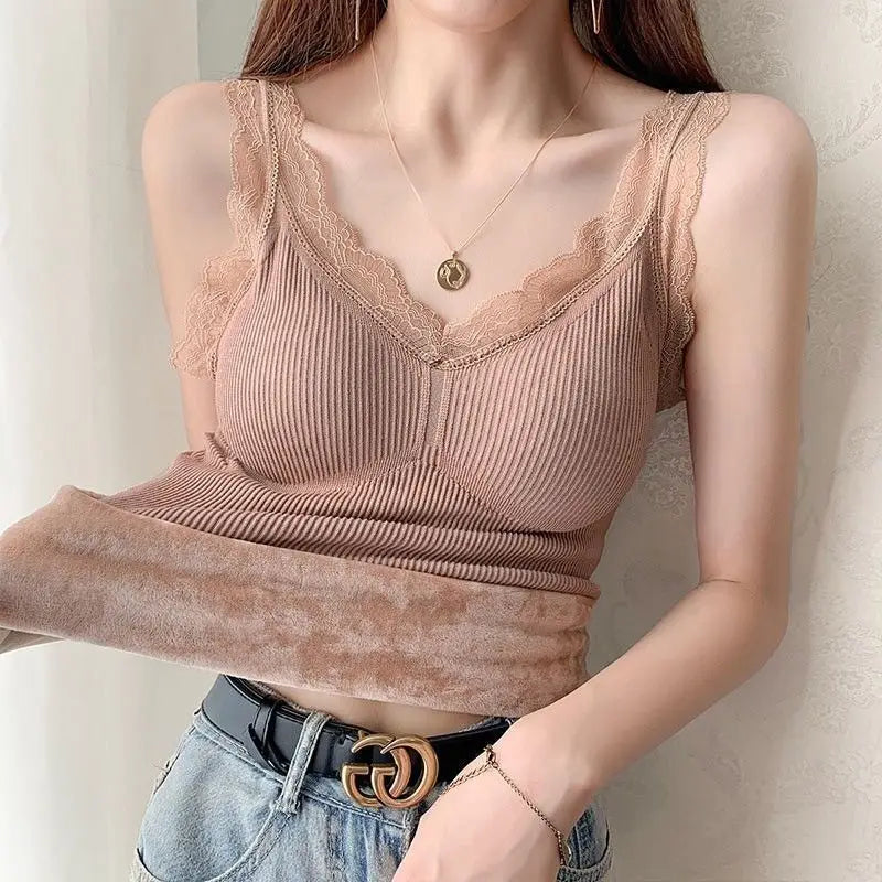 Thermal Underwear  Vest Thermo Lingerie Woman Winter Clothing Warm Top Inner Wear Thermo Shirt Undershirt Intimate Lace