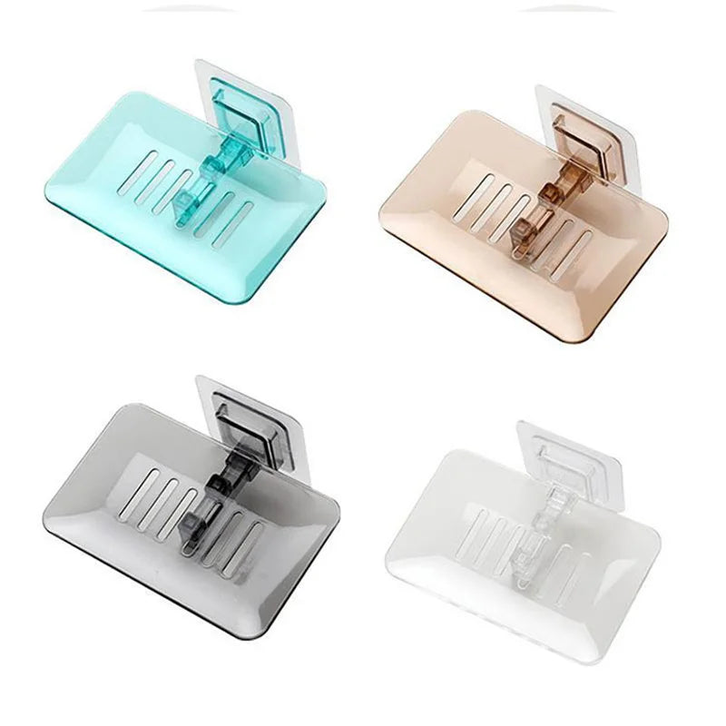 Soap Rack No Drilling Wall Mounted Double Layer Soap Holder Soap Sponge Dish Bathroom Accessories Soap Dishes Self Adhesive