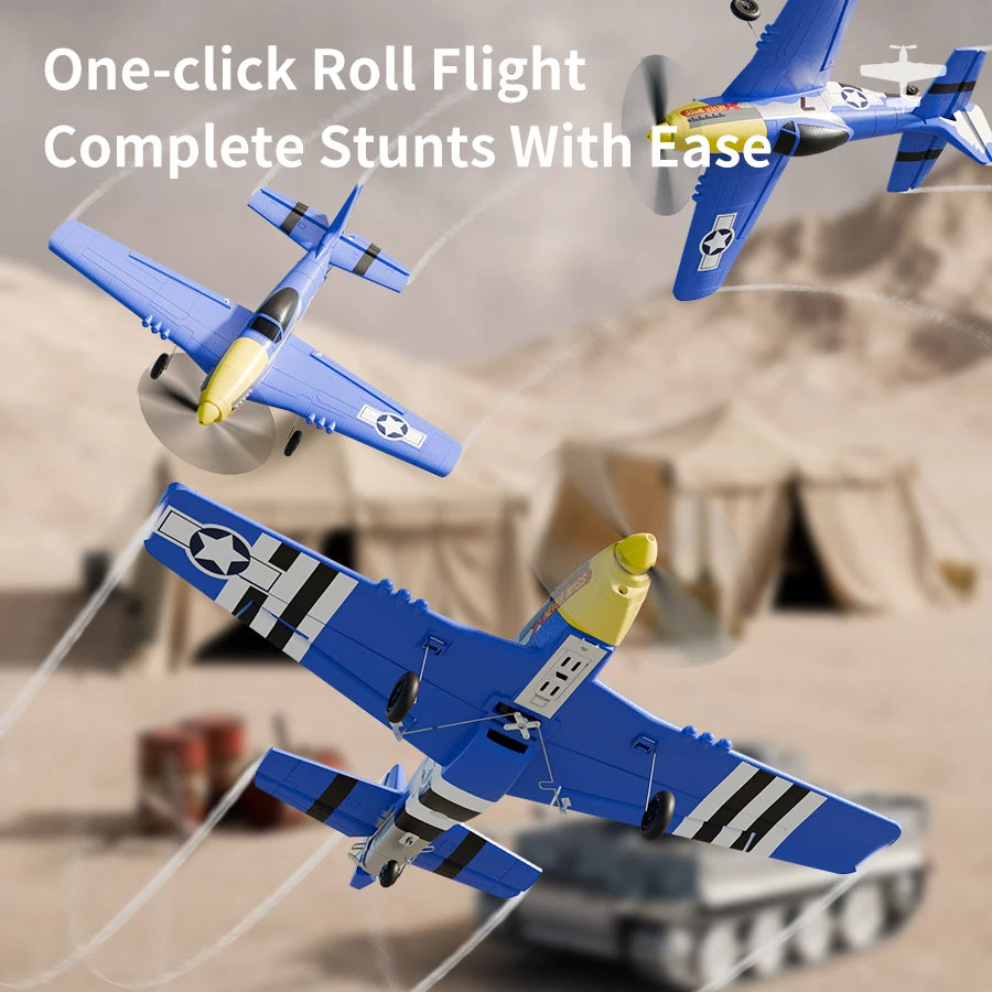 P51 Mustang RC Plane 2.4G 4CH 6 Axis EPP Foam 410MM Fixed Wingspan One Key Aerobatic RC Fighters Glider Toys Gifts