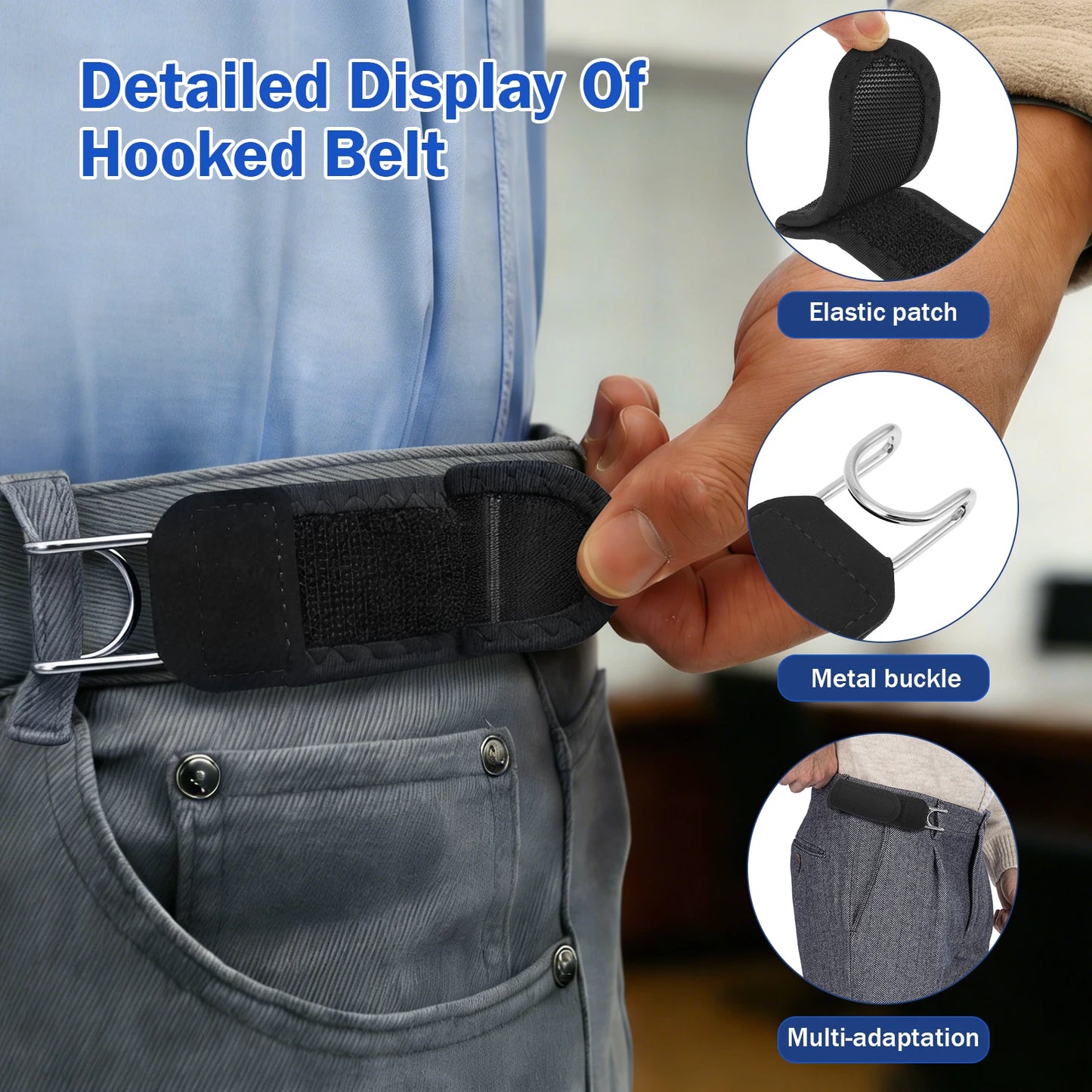 4Pcs Buckleless Belt Hook Adjustable Elastic Waist Buckle Unisex Buckle-Free Invisible Waist Belt For Outdoor Travel Work