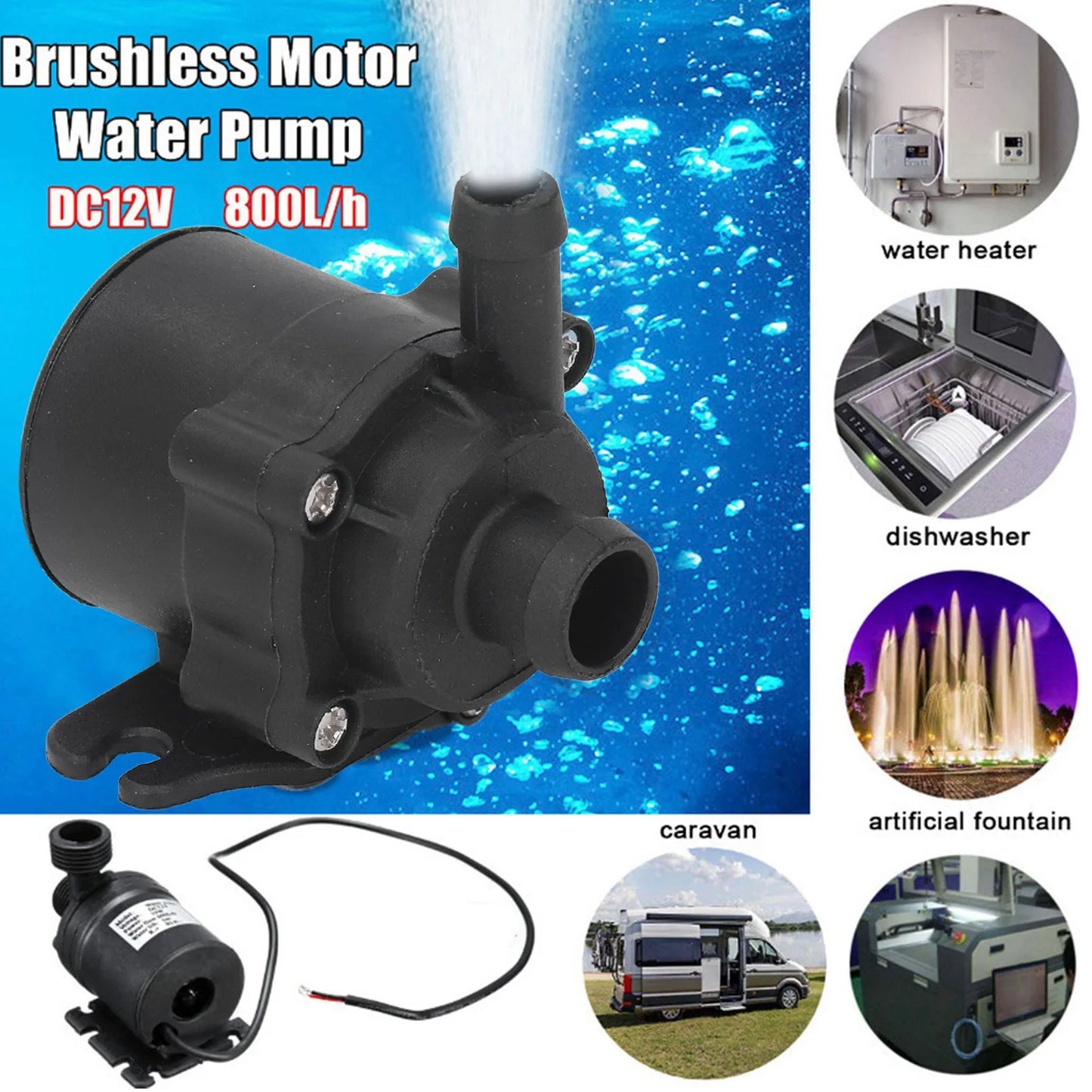 Solar Fountain Pump, Solar Water Pump 20W Solar Panel Fountain Submersible Pump 12V 5m Discharge Lift for Garden