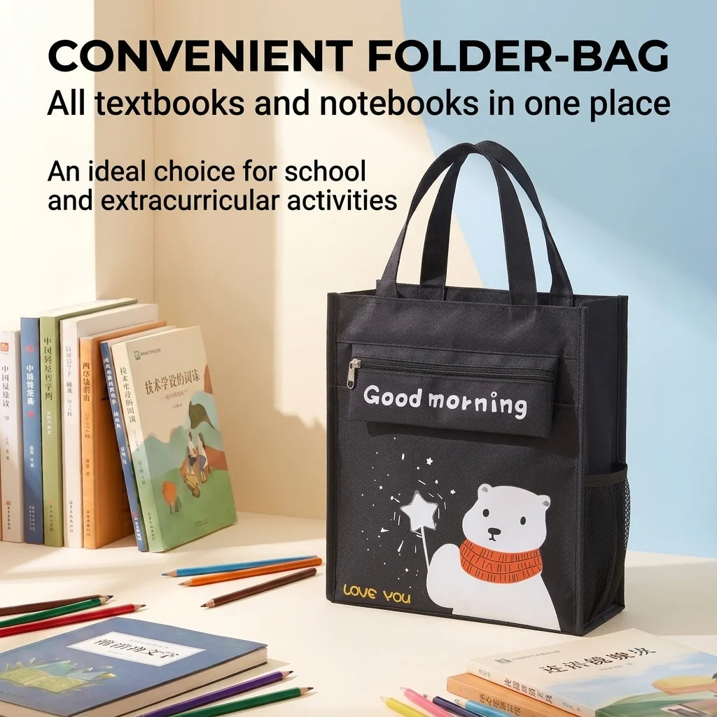 School Tote Bag Large Capacity A4 Book Handbag Oxford Waterproof Student Tutoring Bag Document Storage Bag For Boys Girls