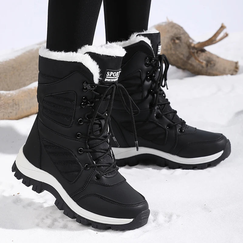 Ladies' Fashionable Snow Boots Solid Color Design Round Toe Style Ultra-fine Fiber Outer Layer Fabric Lining Rubber Sole
