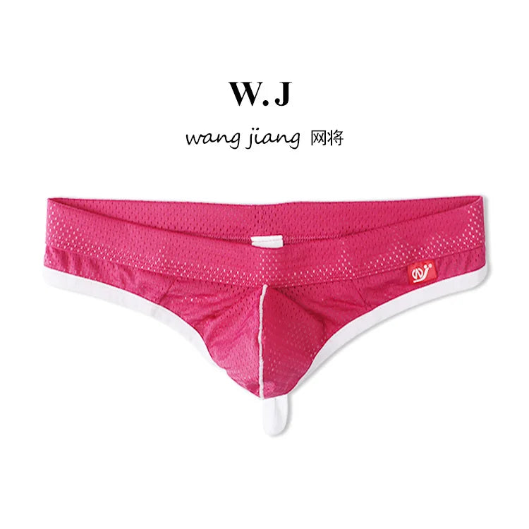 Men's Low Waist Thongs Breathable Nylon Mesh T Briefs Comfortable Underwear