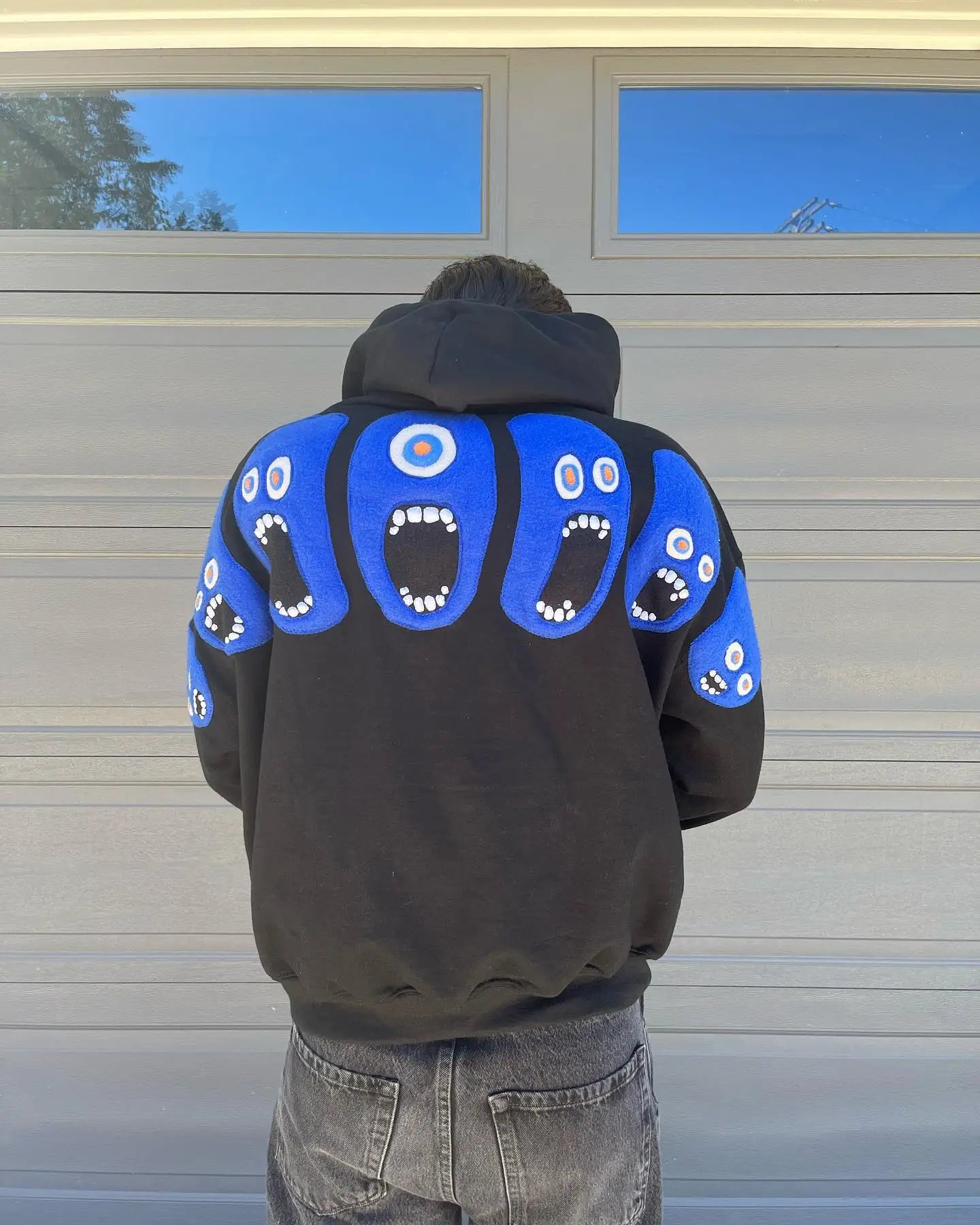 Y2k Hip Hop Funny Personality Pattern Embroidery Hoodie Oversized Loose Cartoon Knit Hoodies Men Street Sweatshirt Pullover