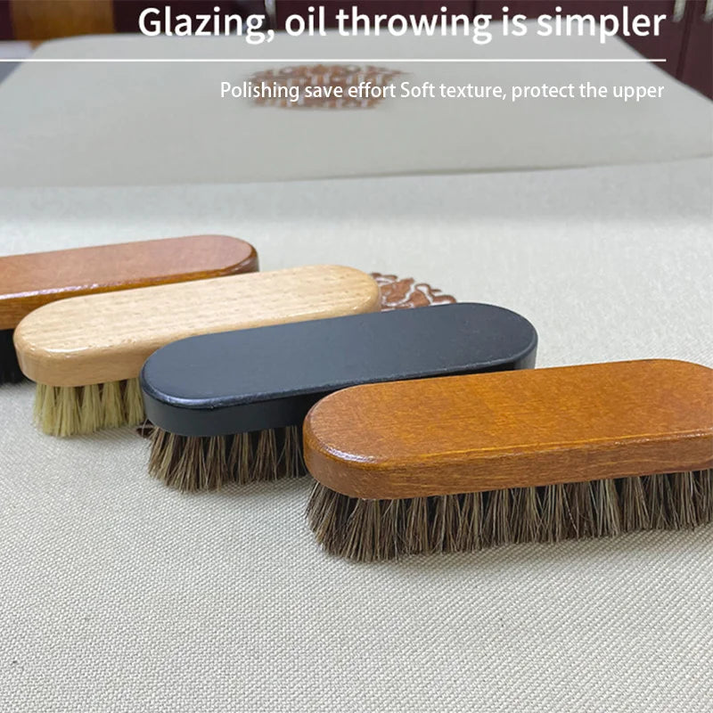 1PC Horse Hair Wood Shoe Brush for Leather Care, Dashboard Detailing and Polishing