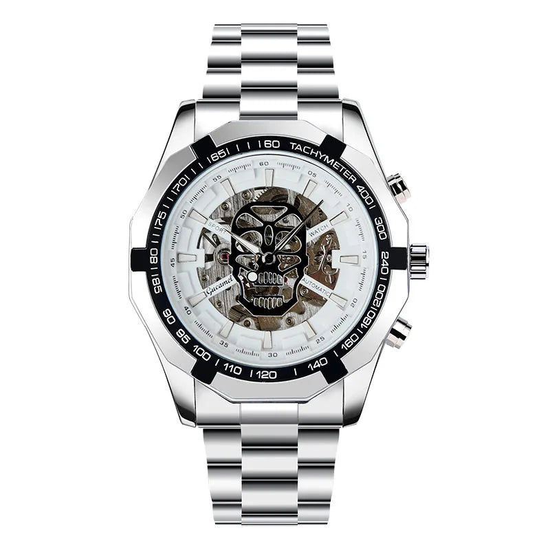 Automatic mechanical watch, fashionable hollow gold automatic mechanical watch, hot-selling business skull watch