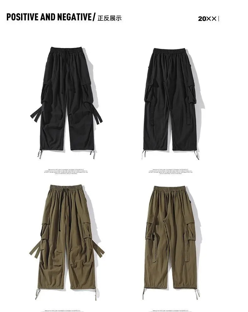 Spring and Autumn High Street Work Men's Thin Straight Wide Legs Fashion Trendy Sports Pants