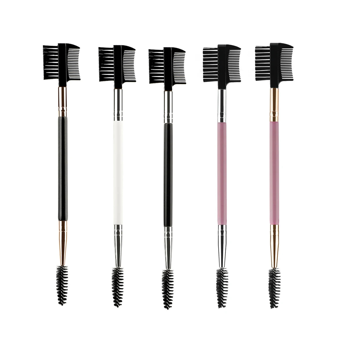 1/2/5PCS 3 Head Eyebrow Eyelash Shaper Double Head Brush Makeup Grooming Tool Cosmetic With 3 Different Spoolie Brushes