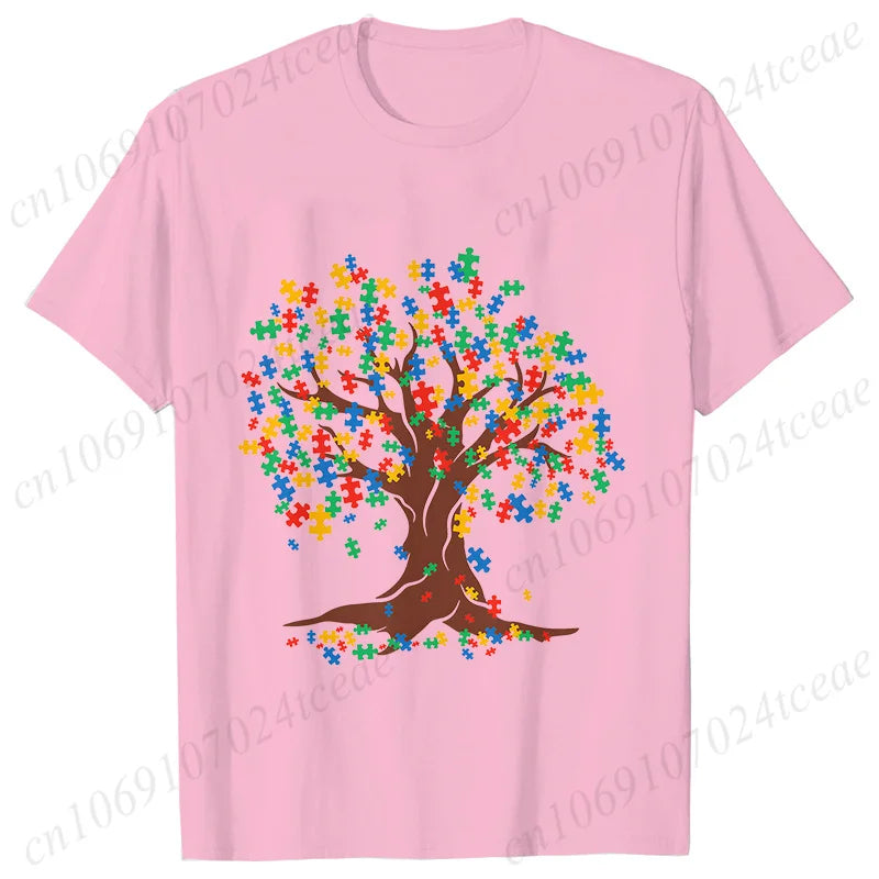 Autism Puzzle Piece Women Unisex T-shirt Tshirt Neurodiversity Graphic Fashion Autism Tree Awareness Tshirt Adults Kids Clothing
