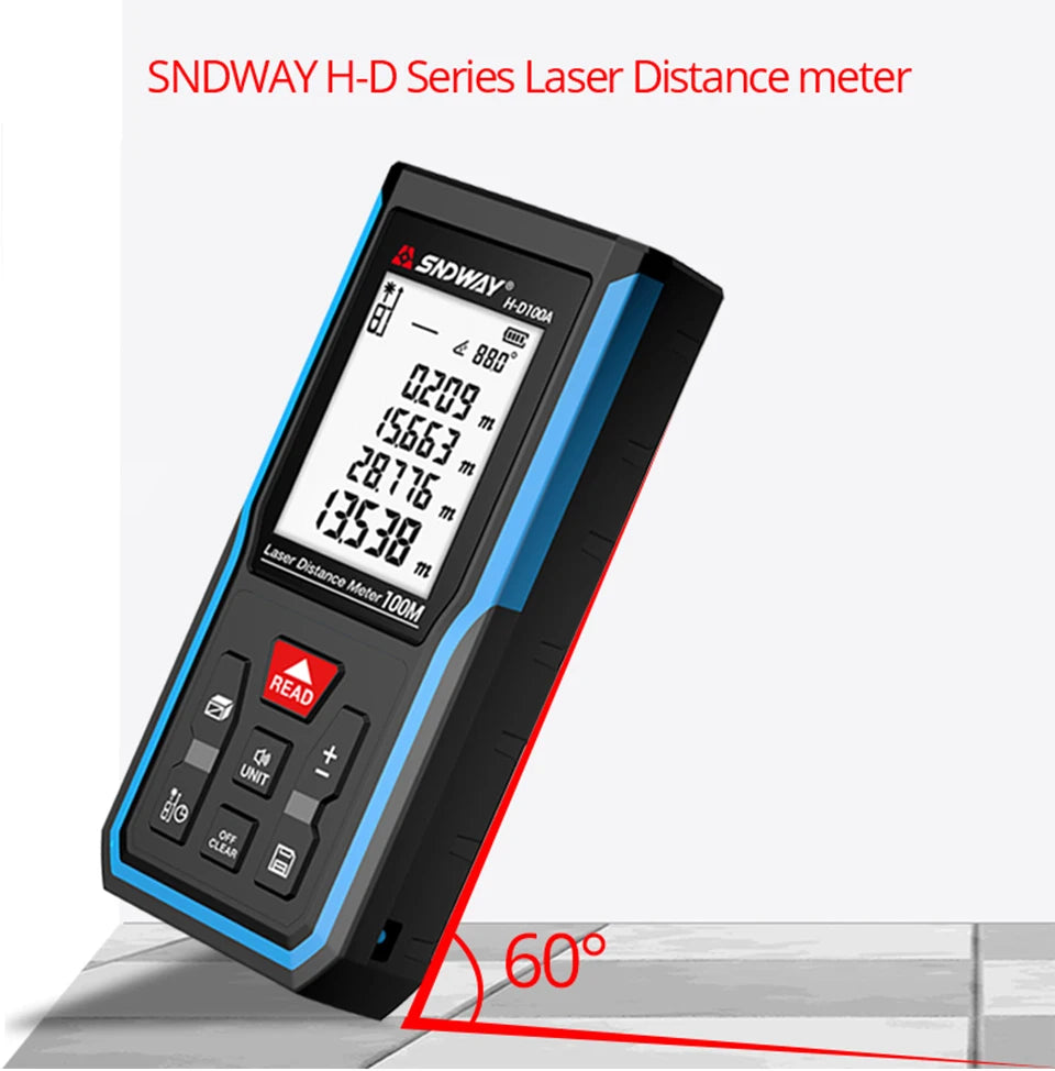 SNDWAY laser distance meter 40M 60M 80M 100M rangefinder trena laser tape range finder build measure device ruler test tool