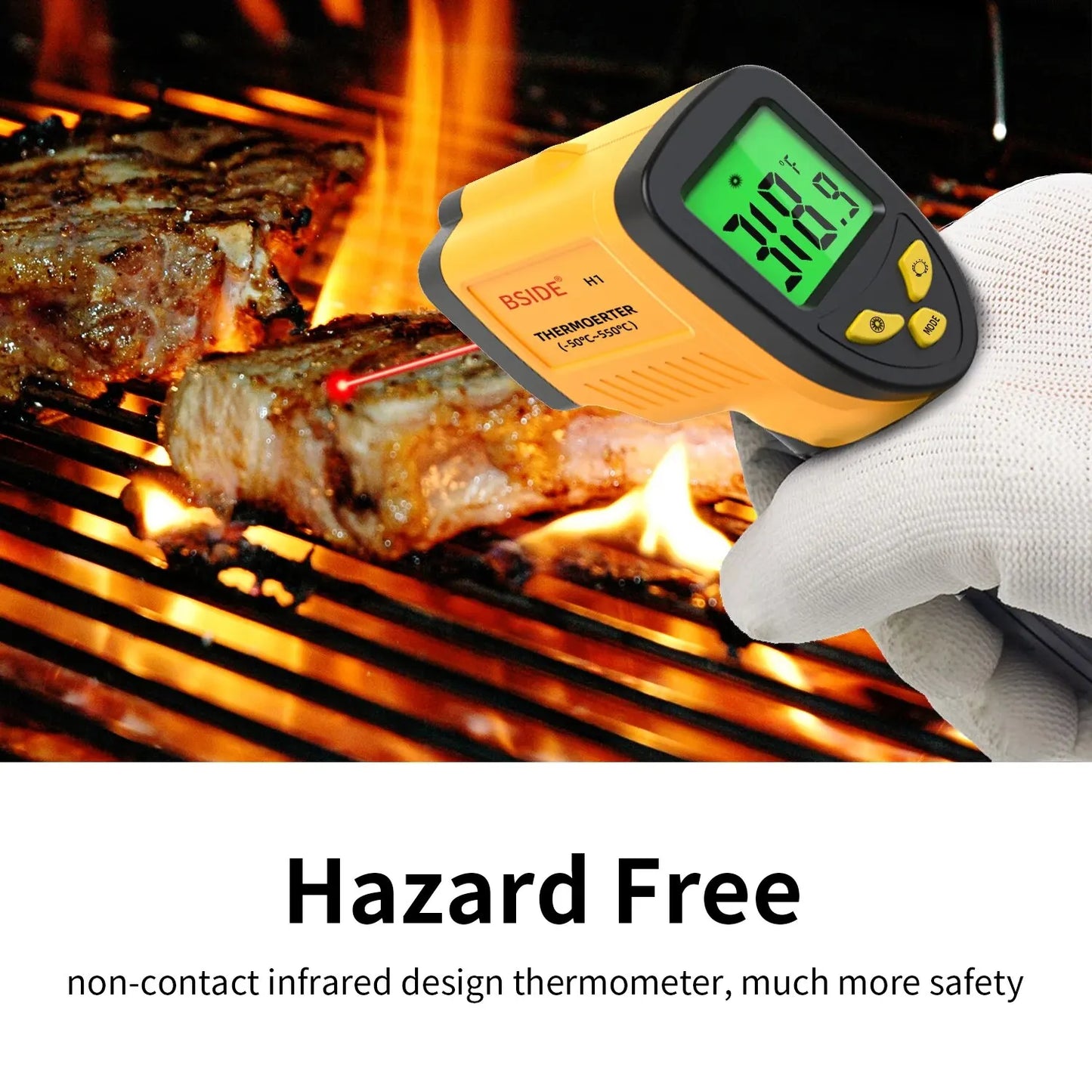 Digital Infrared Thermometer -50-550C Non-Contact Digital Laser Thermometer Gun For Meat Buffalo Milk BBQ Cooking Thermometer