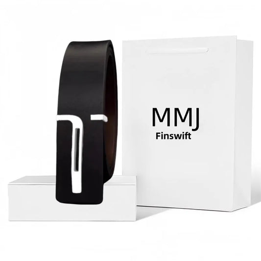 Genuine Leather Belt - Smooth Plate Buckle with Precise Holes Cowhide Adjustable Waist Strap for Business Suits Wide Minimalist