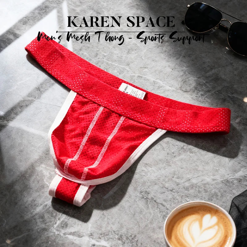 Men's Low Waist Thongs Breathable Nylon Mesh T Briefs Comfortable Underwear