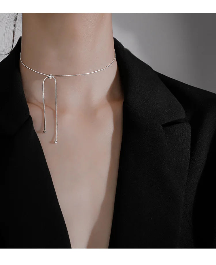 925 Sterling Silver Neck Snake Chain Necklaces Women Luxury Jewelry Exquisite Elegant Aesthetic Charms Accessories Argent 925