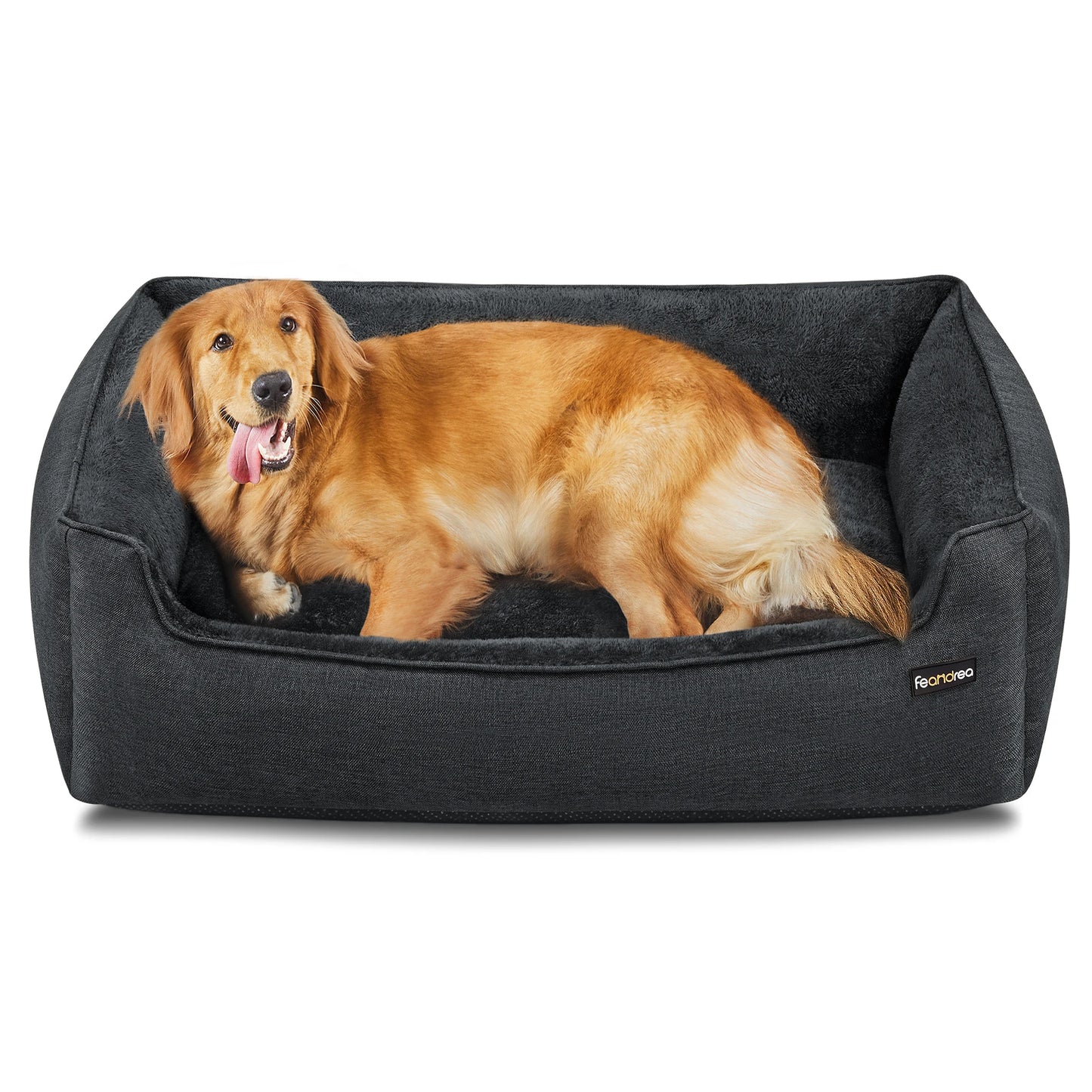 Dog Basket, Pet Bed, Sofa, Linen-Like Fabric, Raised Edges, Non-Slip, Washable Removable Cover, XL Size for Large Dogs
