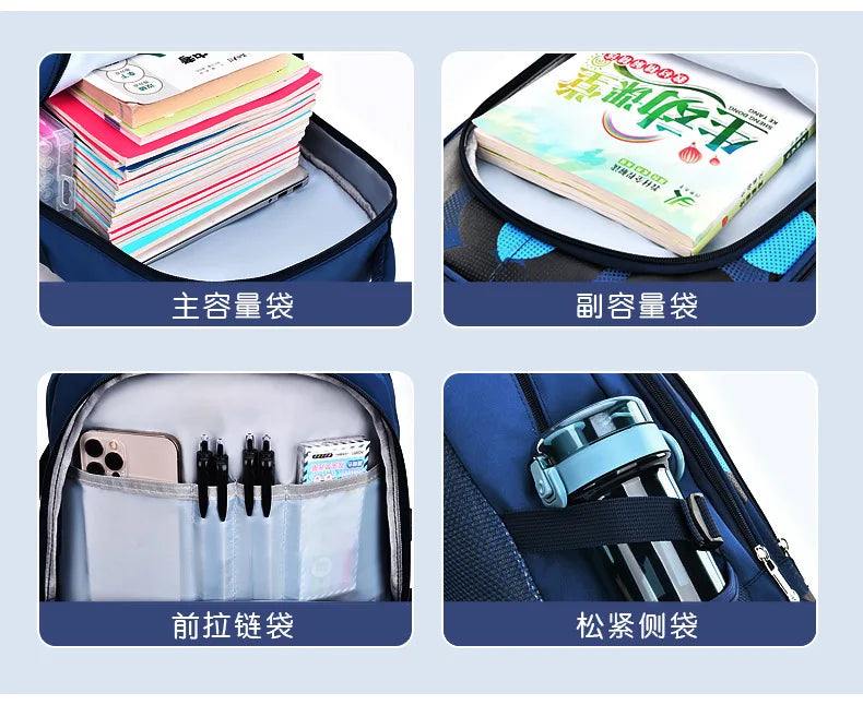 New Elementary School Students Schoolbag Boys 1-3-6 Grades 6-12 Years Old Lightweight Leisure CHILDREN'S Shoulder Bag Large Capa