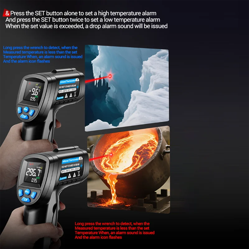 Infrared Thermometer Handheld Laser Temperature Meter Industrial High Precision Temperature Measuring Gun Meter Pyrometer Tool