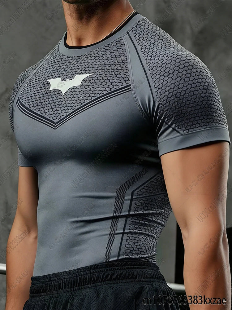 DC Batman Print Men's Sports Running Fitness Top Summer Breathable Quick Drying Long/Short Sleeve Classic Gym Tees Man Tops
