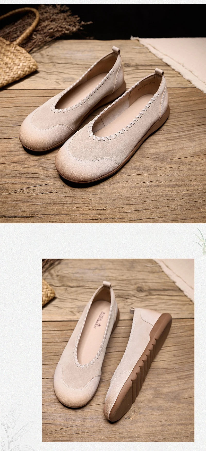 Women's Flat Shoes - 2026 New Style Leather Casual Fashion Single Shoes - Women's Wide-Toe Comfortable Mom Shoes Loafers Women