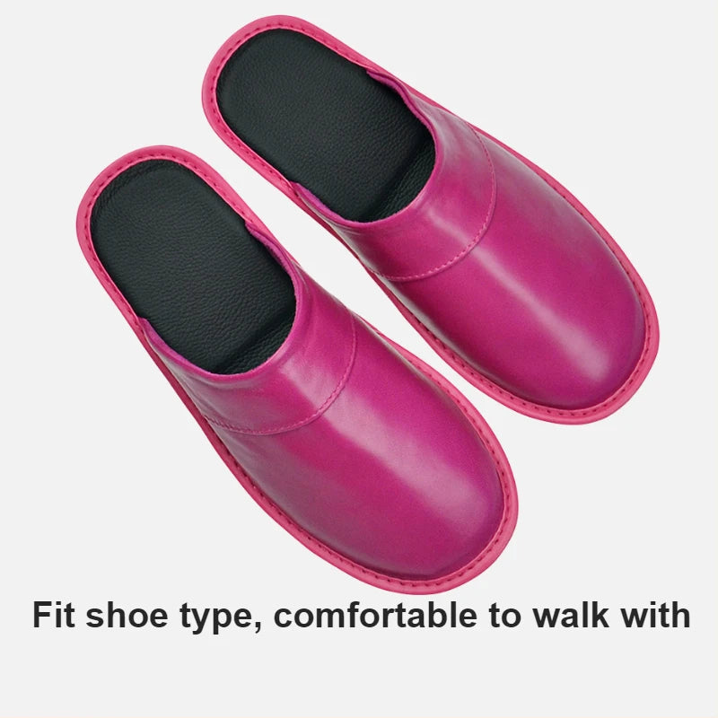 Soft Sheepskin cow Leather Slippers Homes in indoor slipper Spring Autumn men women elderly non-slip casual single shoes summer