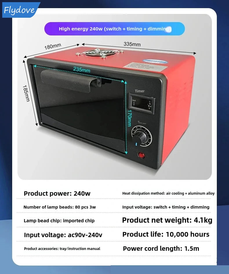 UV Curing Box High Intensity Ultraviolet Lamp OCA Oven 365nm 395nm 405nm LED UV OVEN Cabinet For UV Resin Fast Flexible Screen