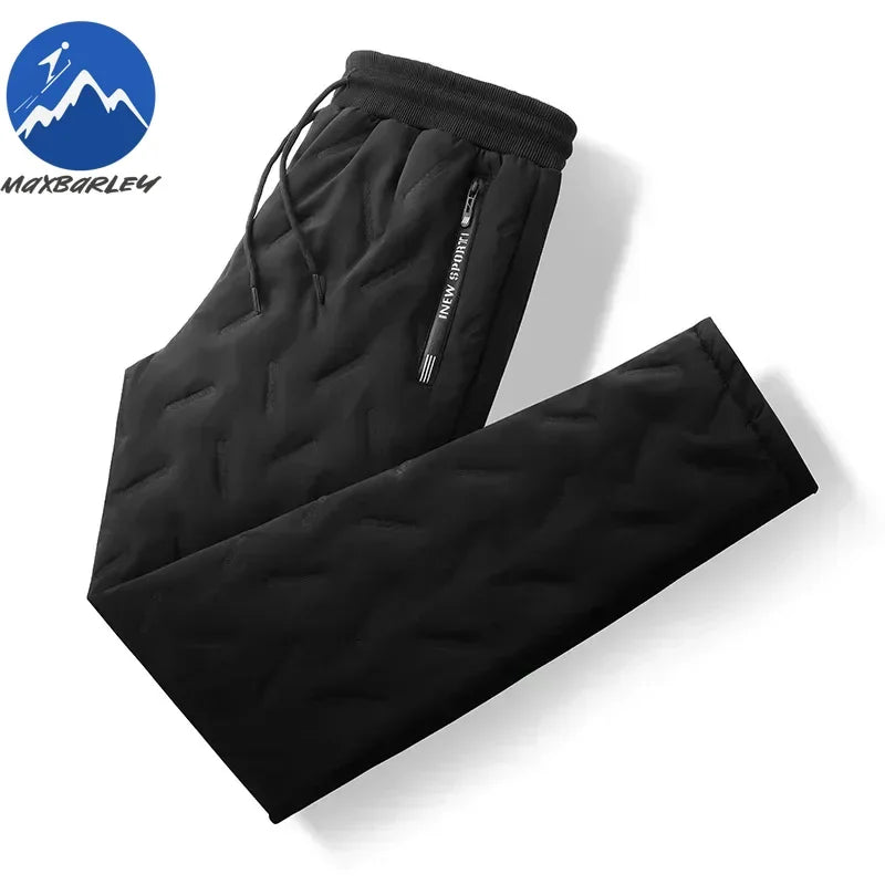 Winter Zip Pockets Thicken Fleece Sweatpants Men Joggers Black Grey Down Cotton Warm Pants Male Water Proof Thermal Trousers 7XL