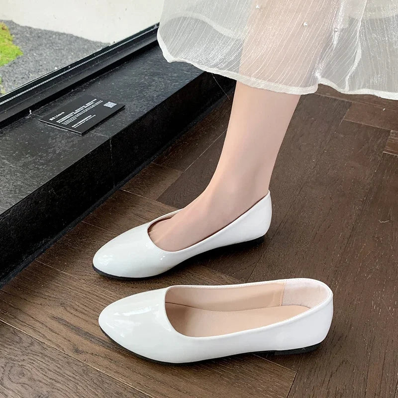 Ladies Formal Flat Shoes Spring Autumn Non-slip Women Black Causal Loafers Uniform Shoes Versatile Women's Ballet Leather Shoes