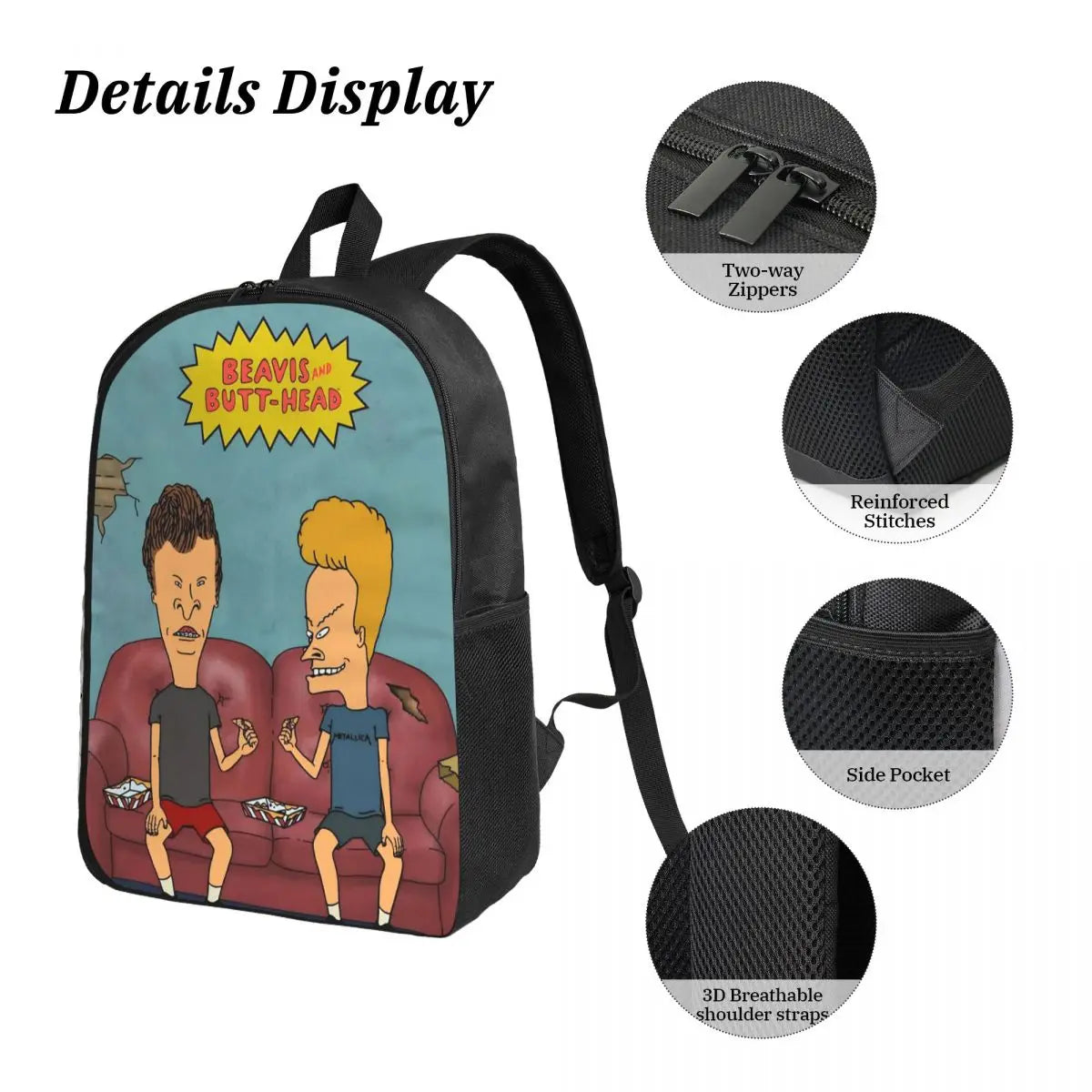 3Pcs Beavis And Butthead School bags Set for Children Pencil Boxes Backpack Sets with Lunch Box For School Students Daypack