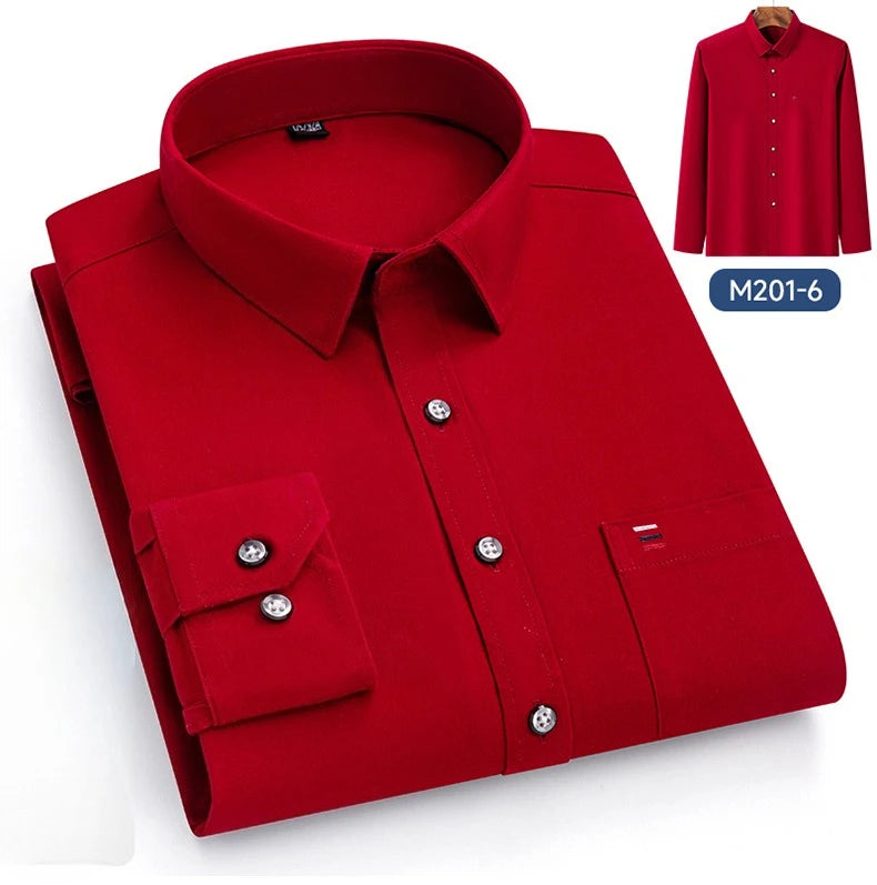 Luxury cotton single pocket long-sleeve shirts for men Smart Casual business regular fit shirt designer vintage black clothes